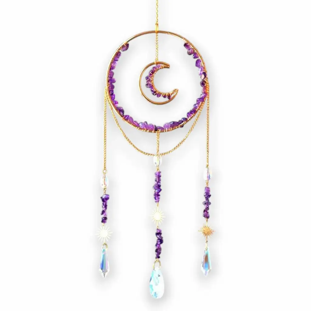 Colgante de Cristales - Círculo con Luna Adentro (Amatista).webp