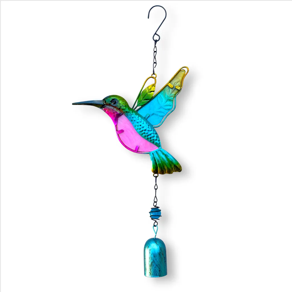 Colgante Metal Colibri con Campanita - 38cm Alto