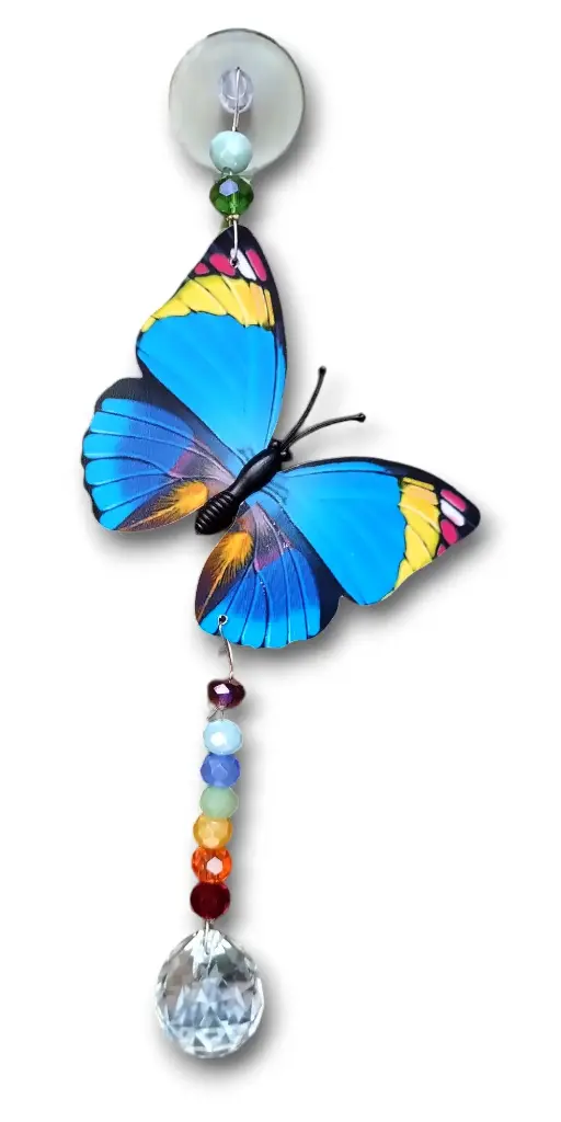 Atrapasol chico con mariposa de papel (para adherir a un vidrio) - 18cm