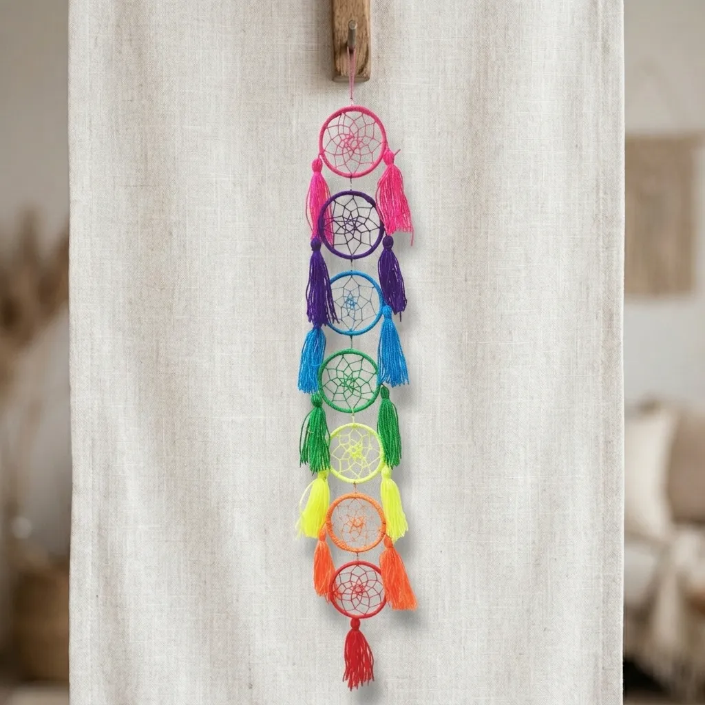Atrapasueños - Tira 7 chakras (Aros 6,5cm)