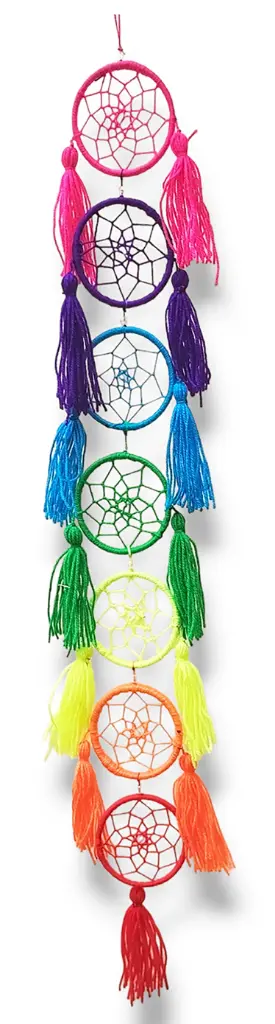 Atrapasueños - Tira 7 chakras (Aros 6,5cm)