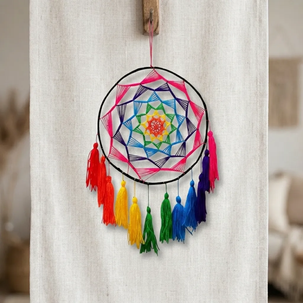 Atrapasueños - 7 chakras concentrico (Aro 25cm)
