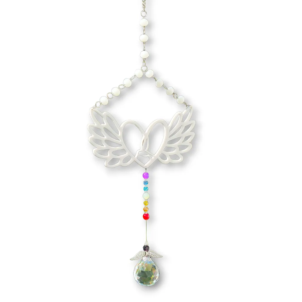 Corazon Alado grande con Colibri y Atrapasol - 42cm 