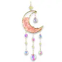 Colgante de Cristales - Luna Toda Llena Cuarzo Rosa (45x10cm)