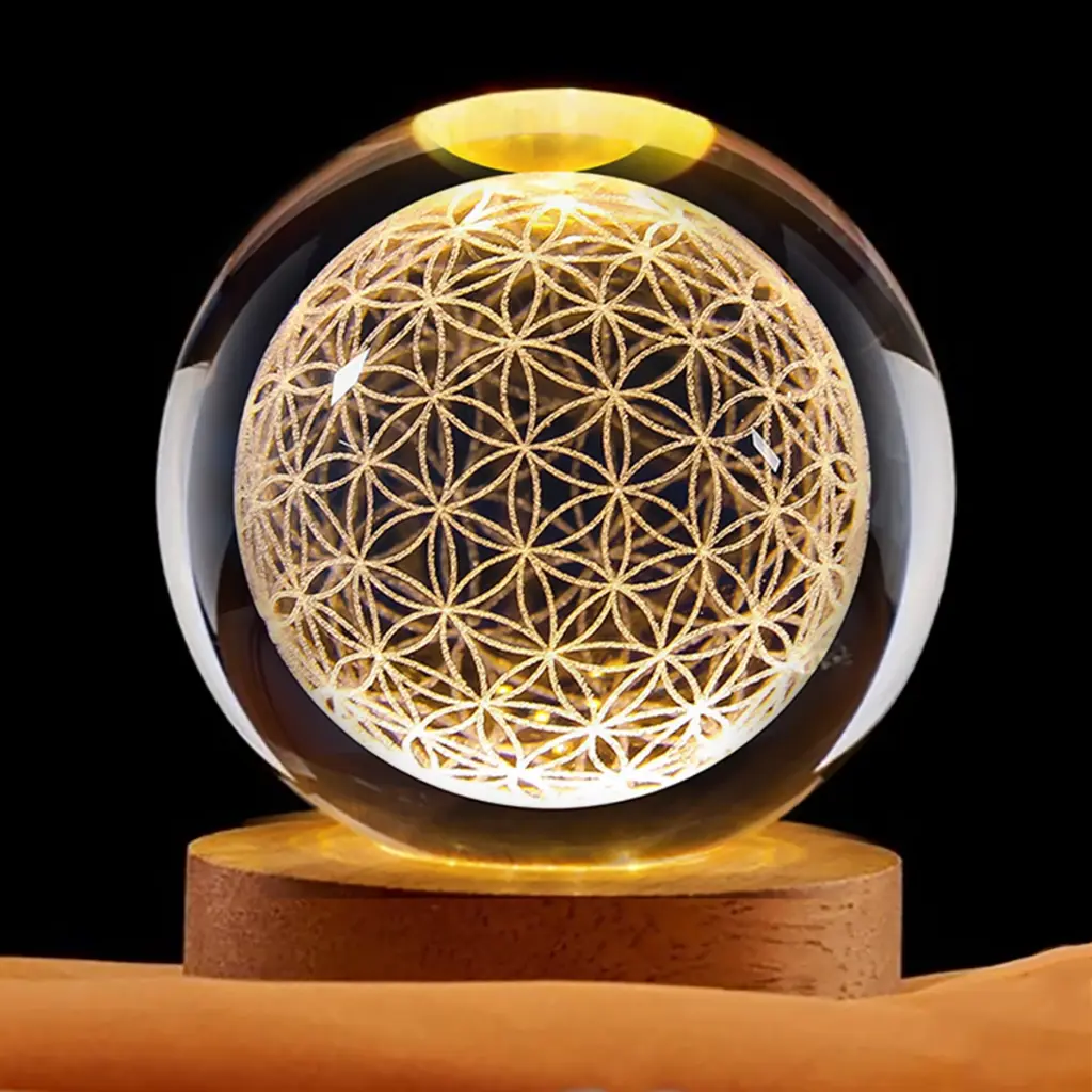 Lampara Esfera de Vidrio - Flor de la vida (6cm)