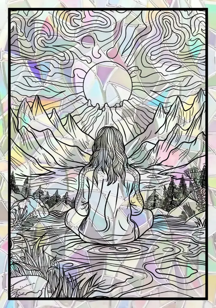 Sticker Suncatcher (Atrapasol) - 017. Mujer Meditando