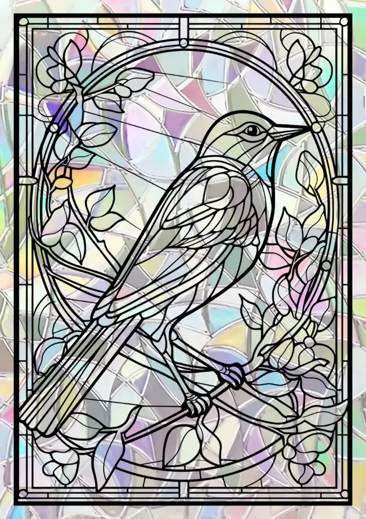 Sticker Suncatcher (Atrapasol) - 018. Vitraux Pájaro