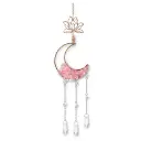 Colgante de Cristales - Luna con Loto (Cuarzo Rosa)