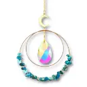 Colgante de Cristales - 2 Circulos con Cristales Apatita Azul