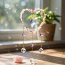 Colgante de Cristales - Corazon con Cuarzo Rosa (Grande)