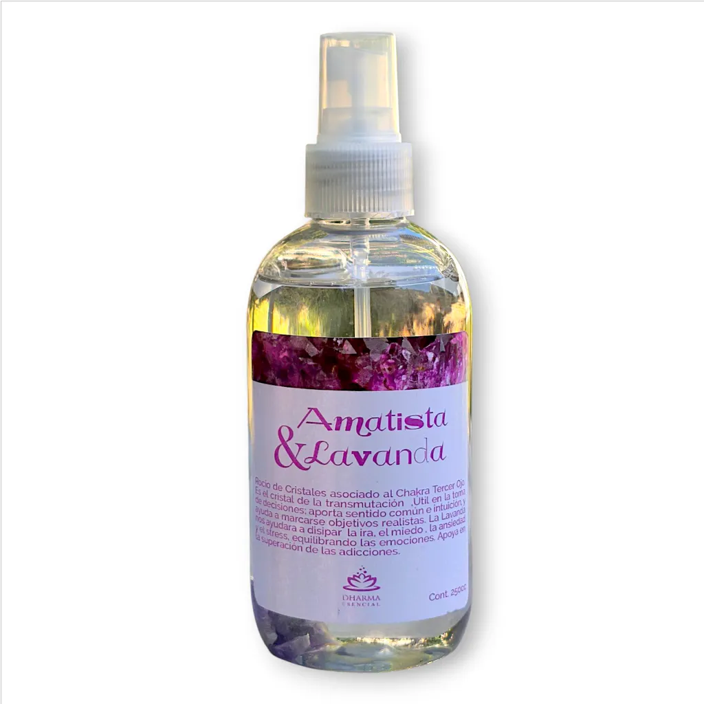 Spray Áurico grande con Cristales - Amatista & Lavanda (250ml)