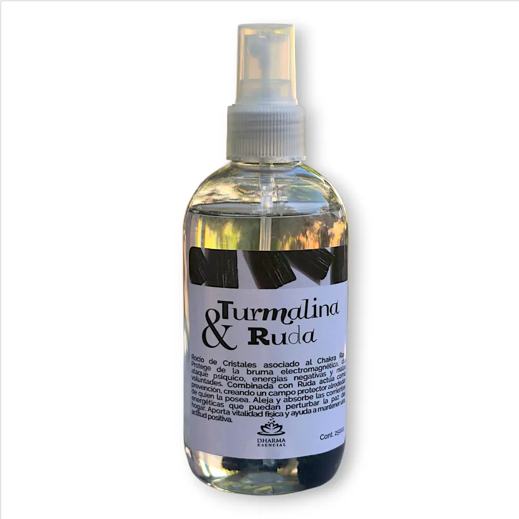Spray Áurico grande con Cristales - Turmalina & Ruda (250ml)