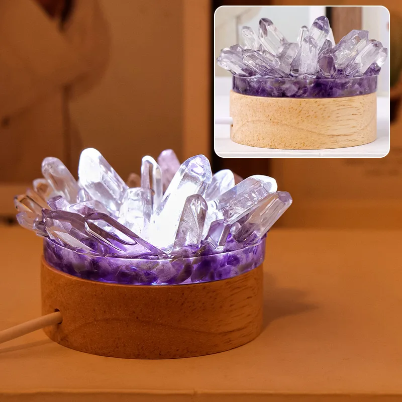 Lampara de Puntas de Amatista & Cuarzo cristal (6cm diametro)