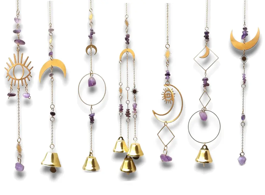 Colgante de Cristales - Amatista con campanitas (40cm)