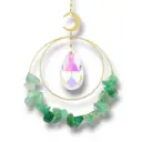 Colgante de Cristales - 2 Circulos con cristales Cuarzo verde (43x8cm)