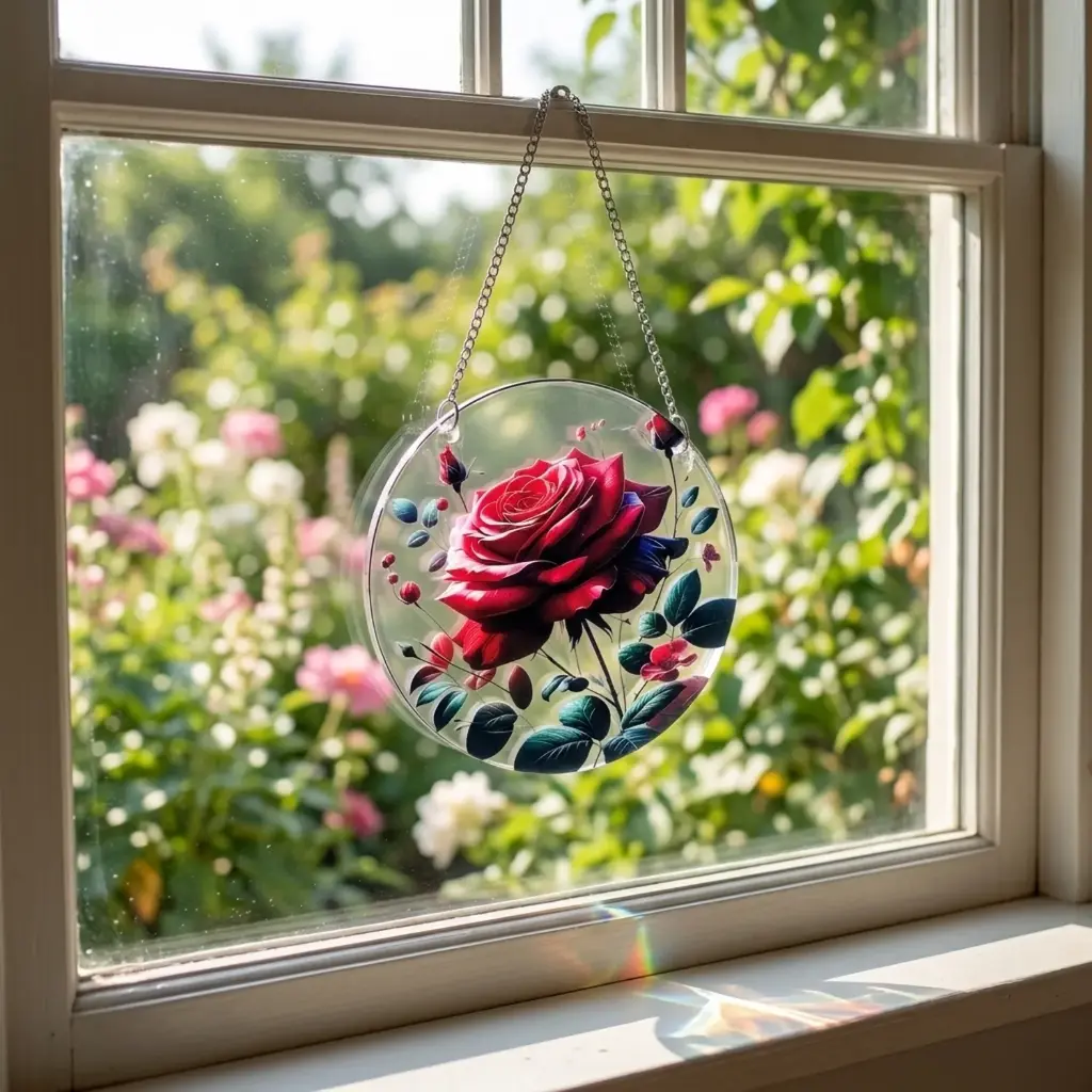 Colgante Plano de Acrílico 15cm - Rosa