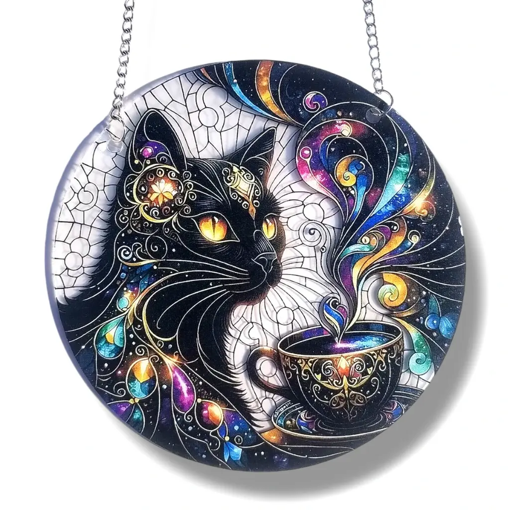 Colgante Plano de Acrílico 15cm - Gato Mágico