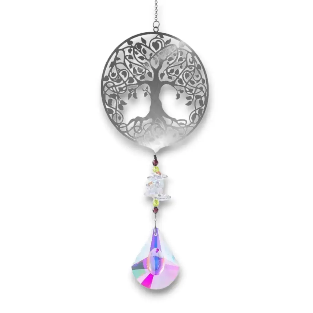 Colgante Atrapasol de Acero Inox. - Árbol de la vida (35x9cm)