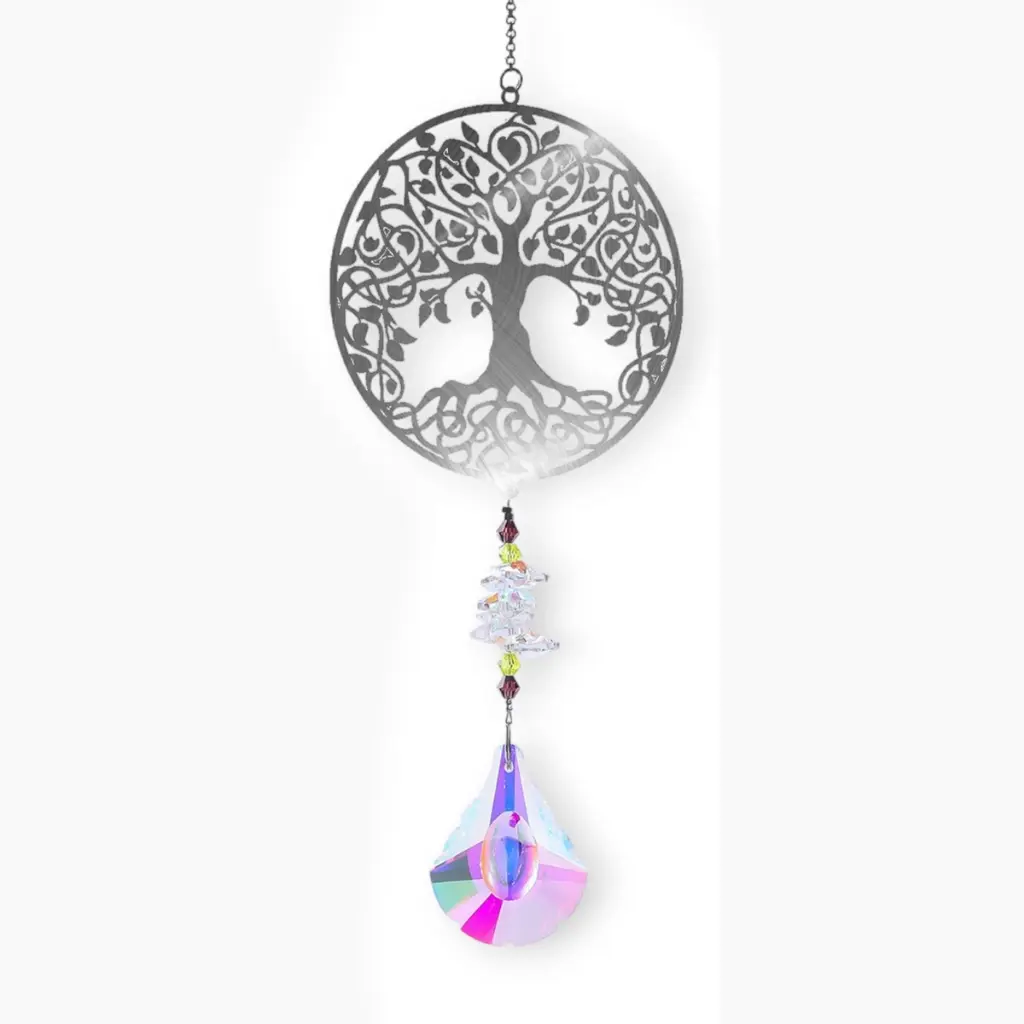 Colgante Atrapasol de Acero Inox. - Árbol de la vida (35x9cm)