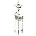 Colgante de Cristales - Luna con Loto (Cuarzo verde) (47x9cm)