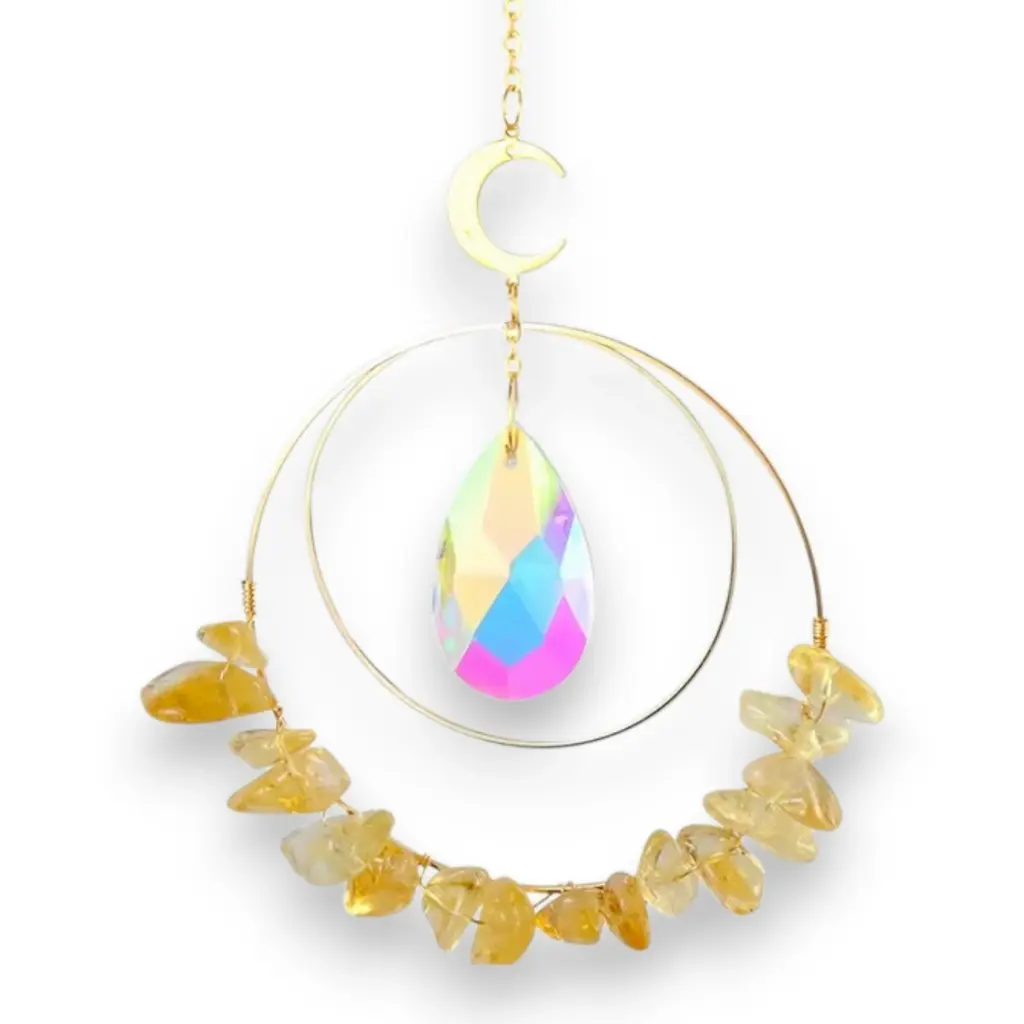 Colgante de Cristales - 2 Circulos con Cristales Citrino