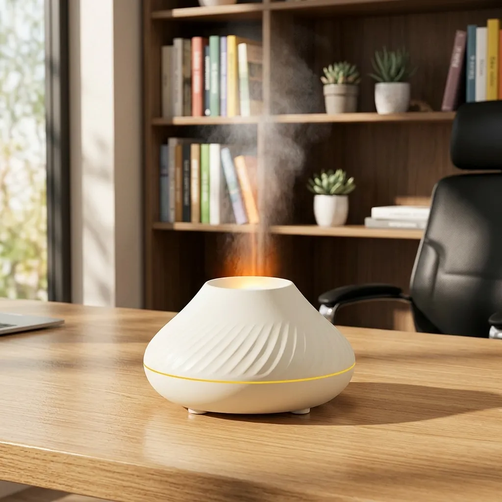 Humidificador USB Fogata REDONDO (Blanco) (Sin filtro - Apto Aceite)