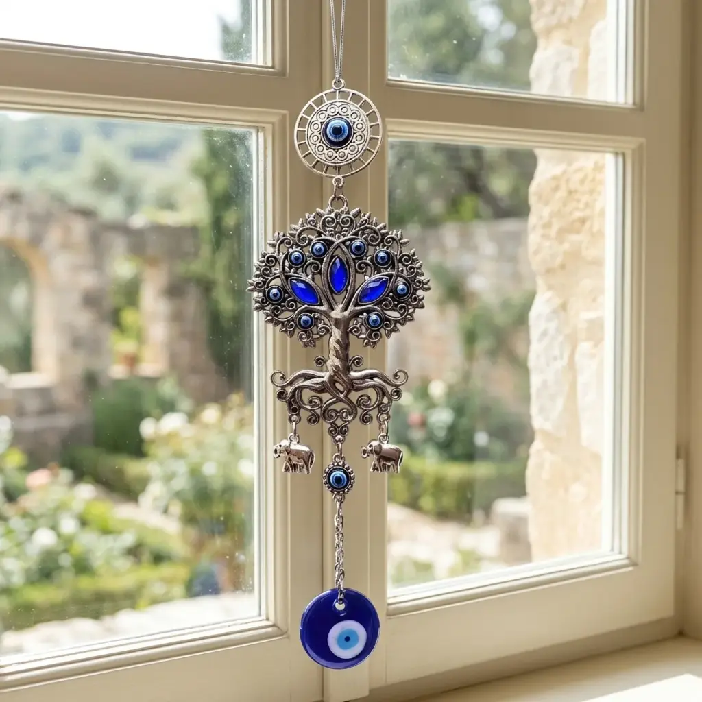 PROMOX12 - Colgante - Árbol de la vida con Ojo Turco Grande (23x7cm)