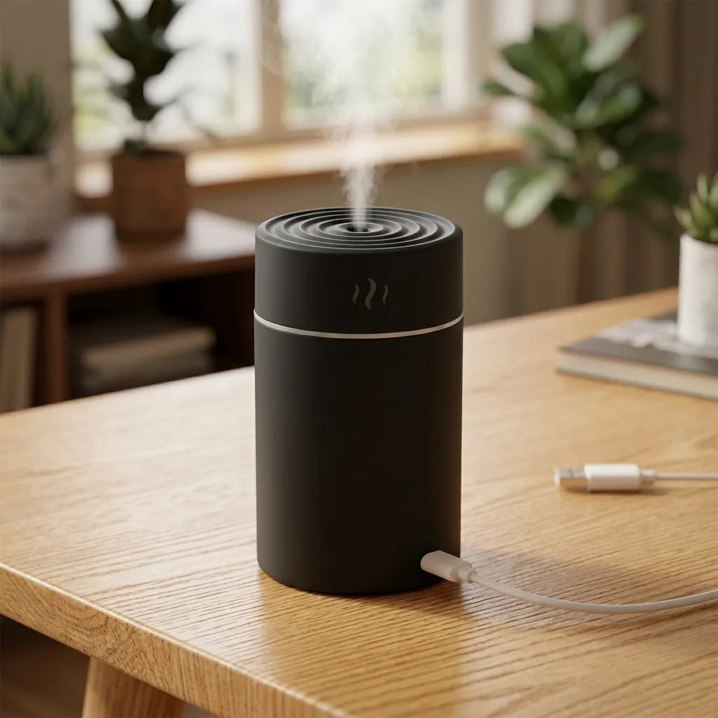 PROMOX10 - Humidificador USB cilíndrico Color NEGRO (Ideal para autos)
