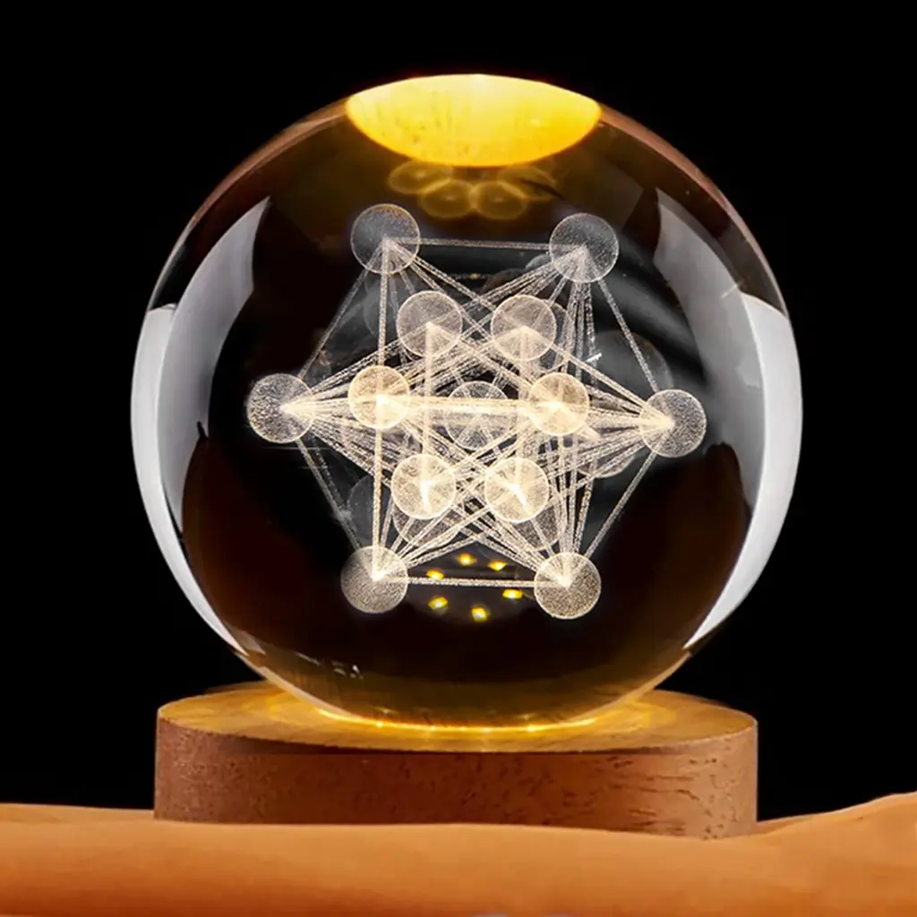 Lampara Esfera de Vidrio - Cubo Metatrón (6cm)