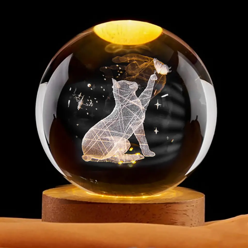 Lamp. Esfera de Vidrio - Gato con Mariposa (6cm)