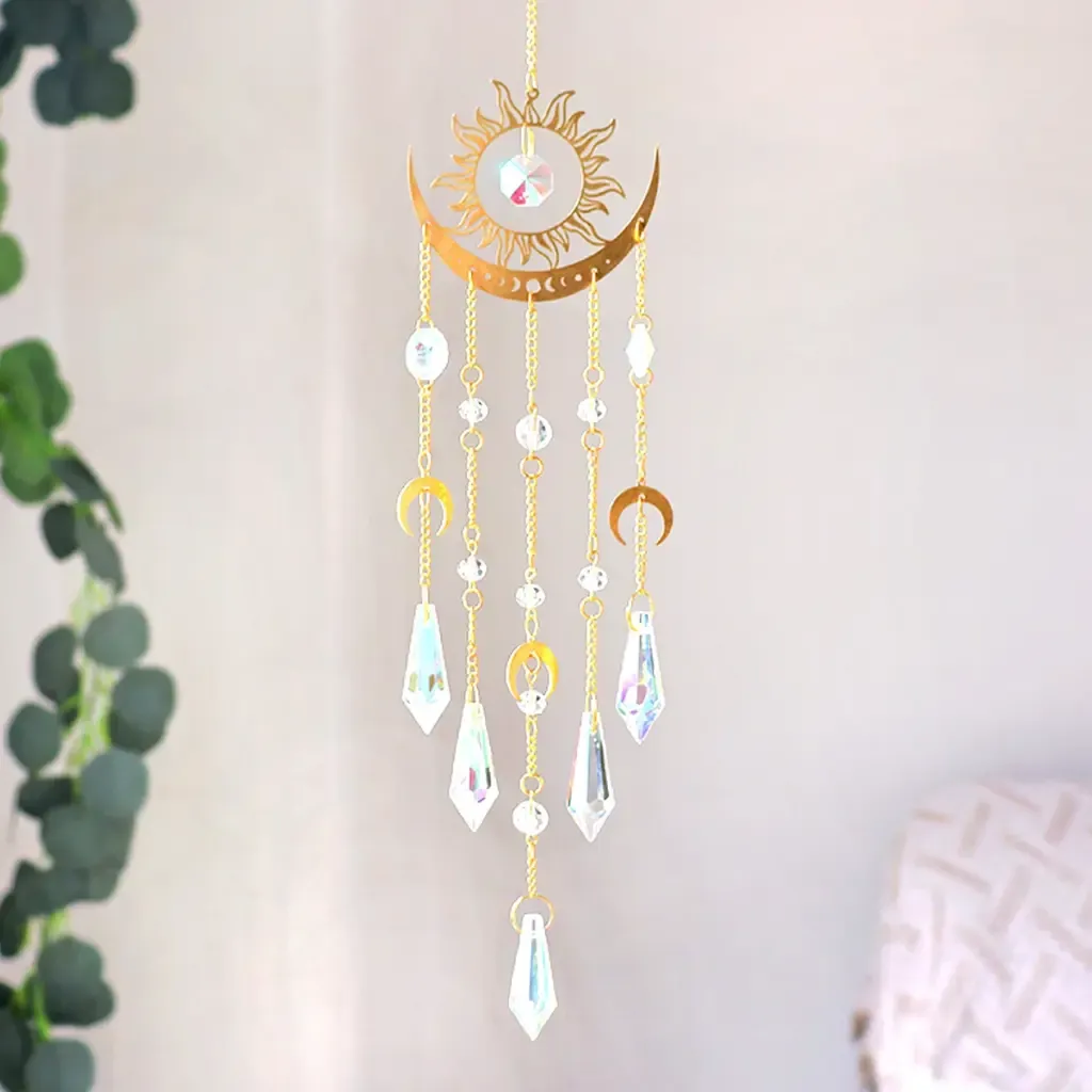 Colgante Atrapasol - Sol & Luna Dorado (41x7cm)