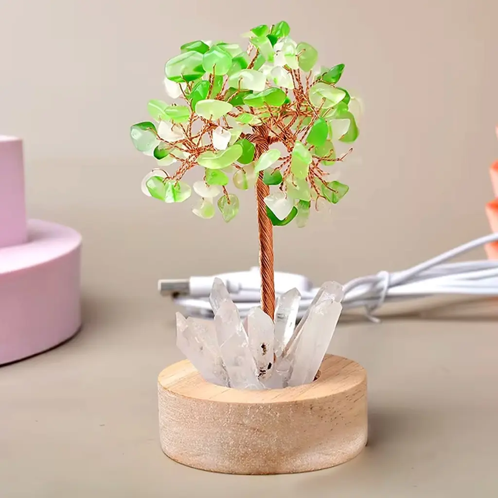 Lampara de Cristales - Árbol de Cuarzo verde (11x6cm)