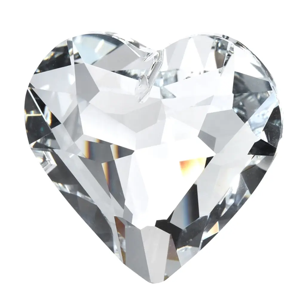 Atrapasol - Corazon de vidrio transparente grande (4,5cm)