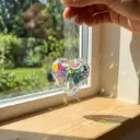 Atrapasol - Corazon de vidrio transparente grande (4,5cm)