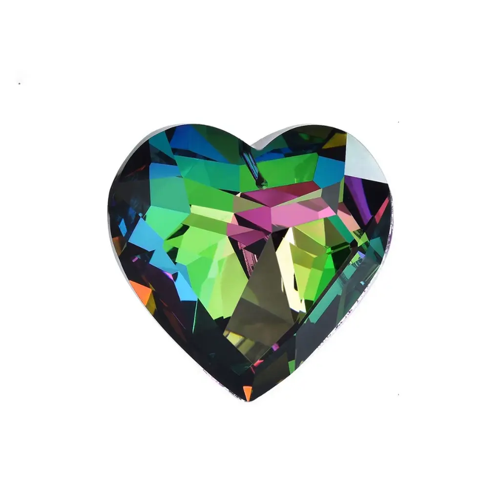 Atrapasol - Corazon de Vidrio Verde Mediano (3cm)