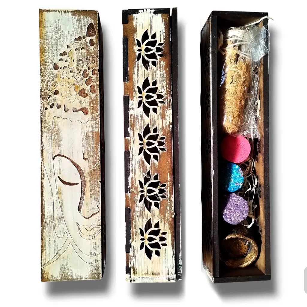 Liquidación - Kit Místico Alargado en Caja de madera Buda