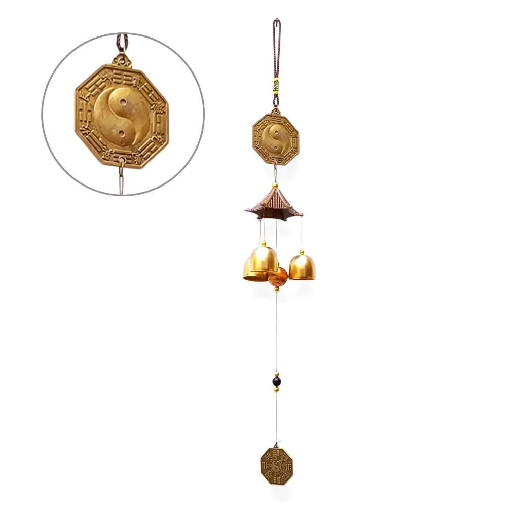 Colgante - Ying Yang con campanitas (48x6cm) 