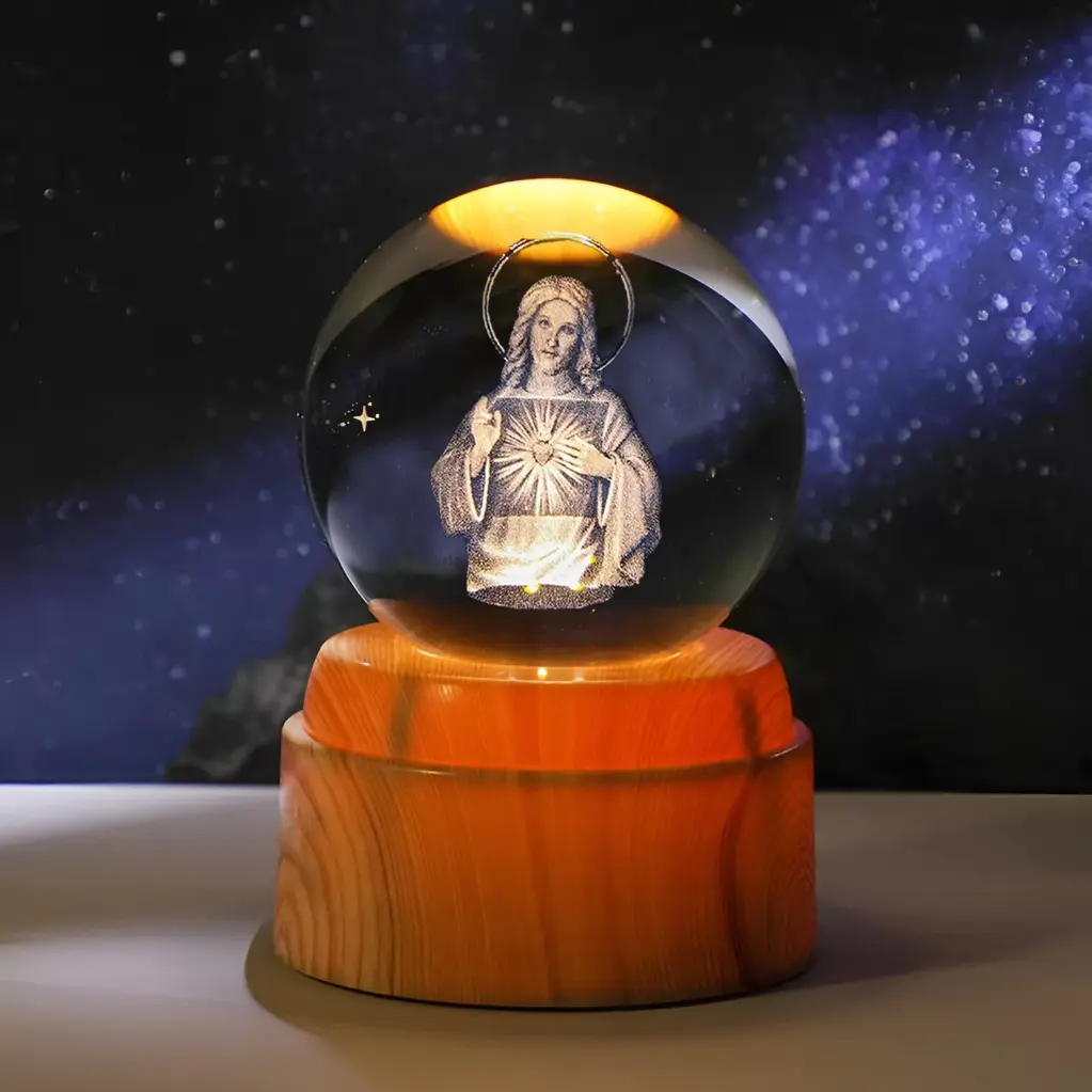 Lampara Esfera de Vidrio GIRATORIA - Virgen María (6cm)