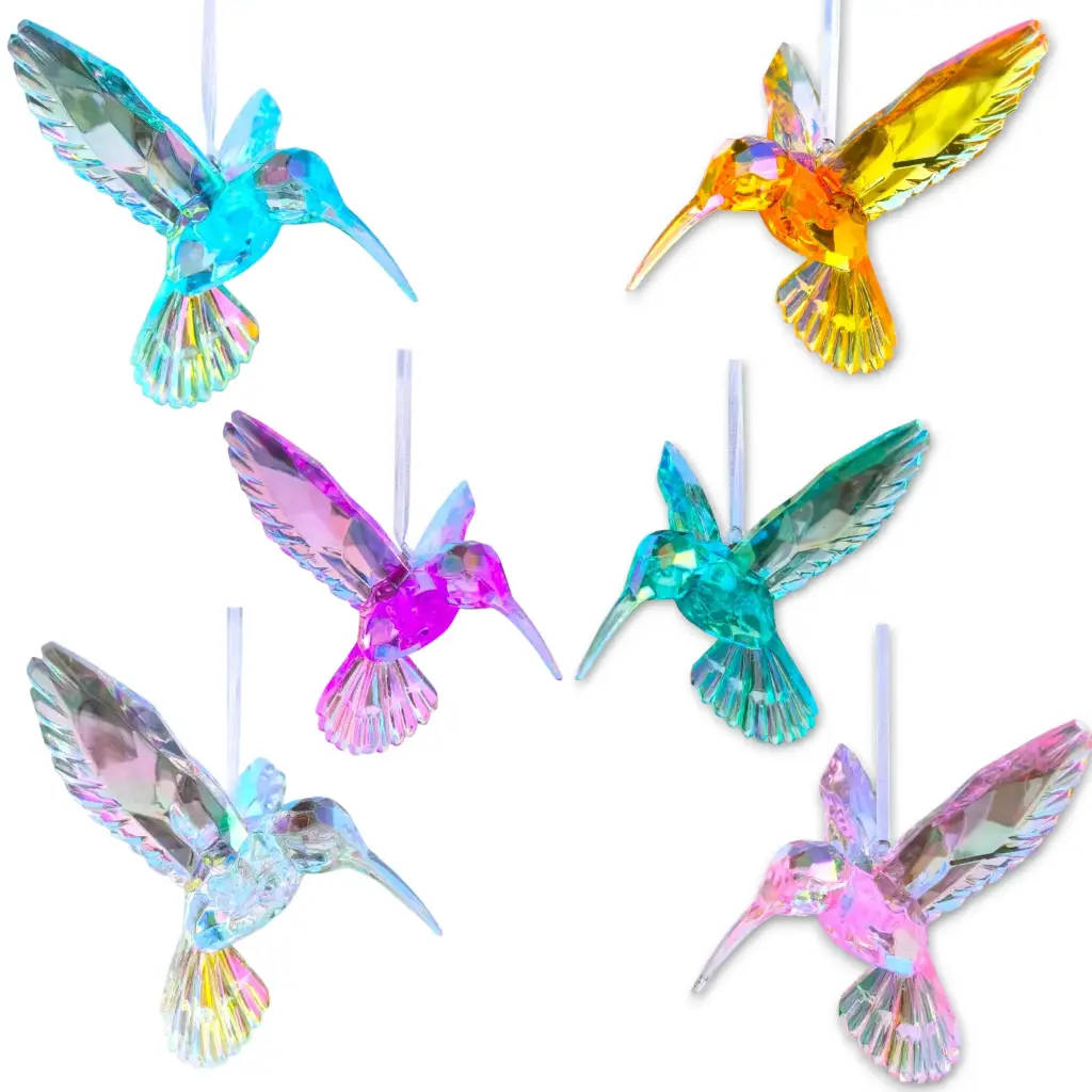 Colibrí Colgante Acrilíco Tornasolado (10x10x7cm)