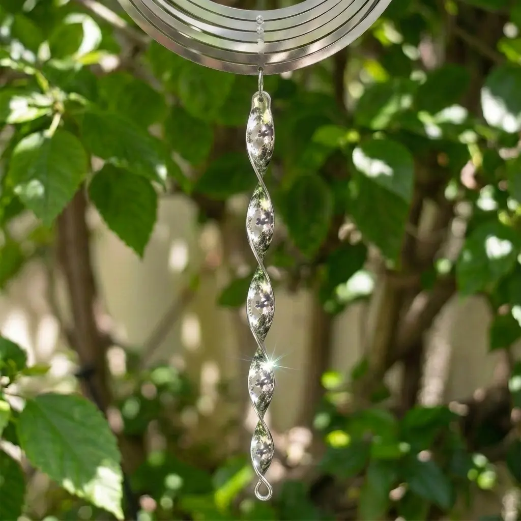 Cola para Windspinner - Espiral plástica brillante 29cm (Plateada)