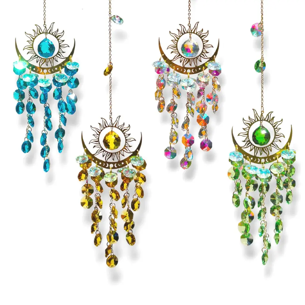 Colgante Atrapasol - Sol, Luna & LLuvia de Cristales (38x11cm)