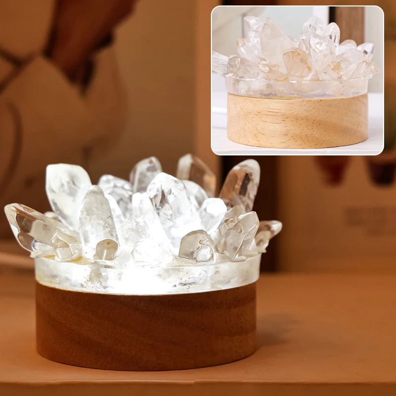 Lampara de Puntas de Cuarzo Cristal (6cm diametro) CAJA ABOLLADA