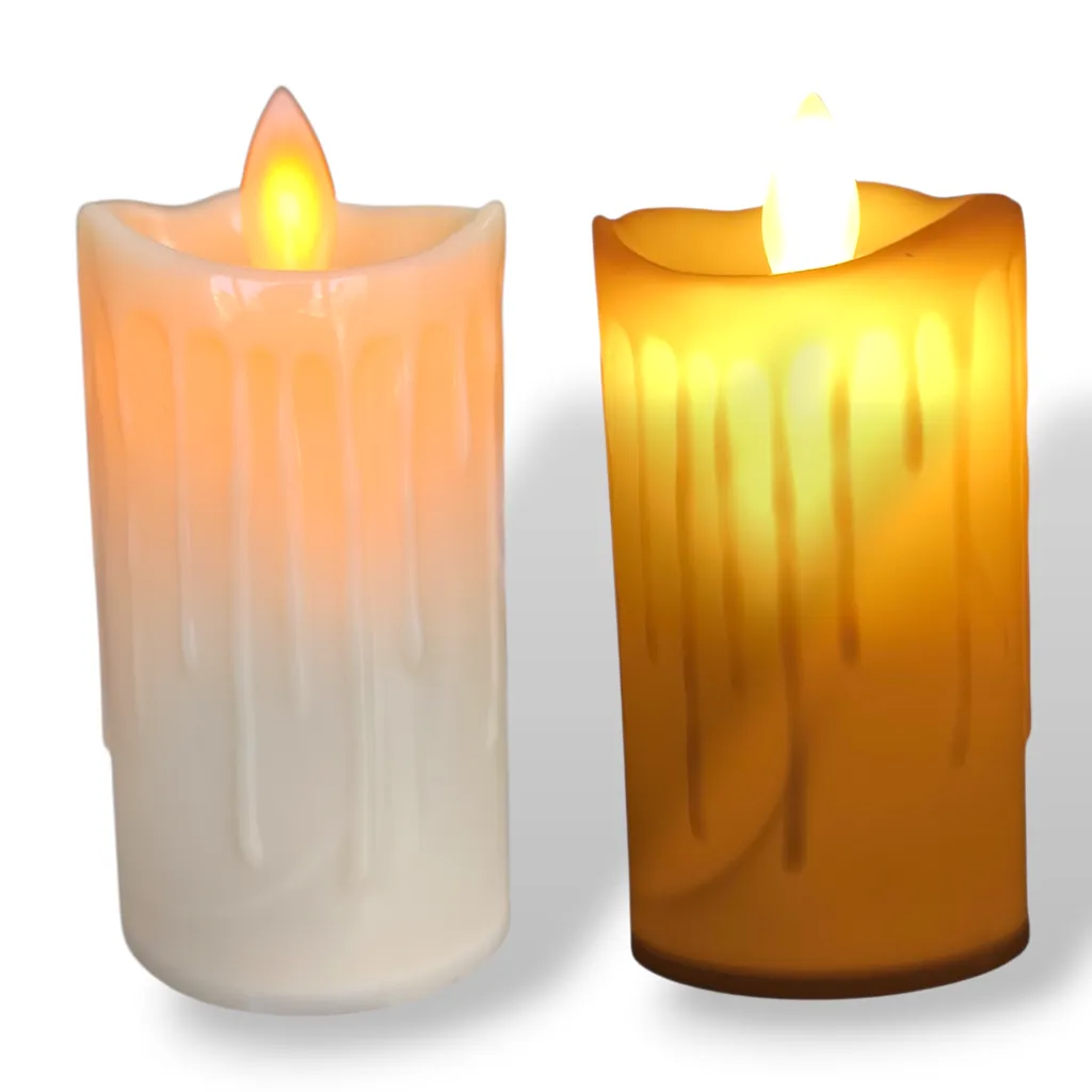 Vela Decorativa - Derretida con Llama en movimiento 9cm (Pilas incluídas)