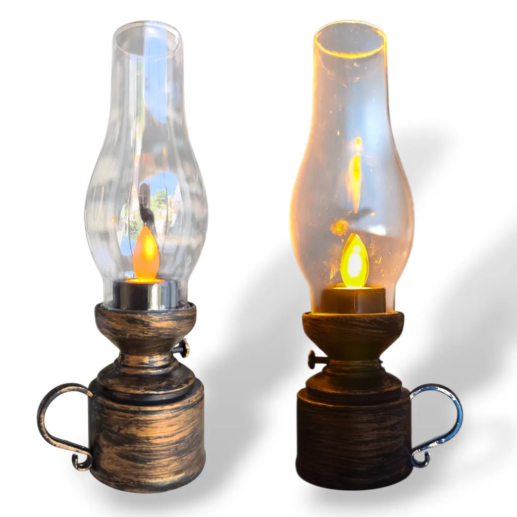 Vela Decorativa - Lámpara de Aceite con Llama móvil 18x5cm (Pilas incluídas)