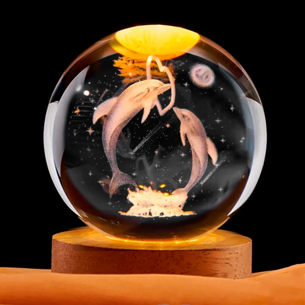 Lamp. Esfera de Vidrio - Pareja Delfines (6cm)