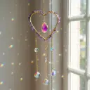 Colgante de Cristales - Corazon con Amatista Grande (32x10cm)