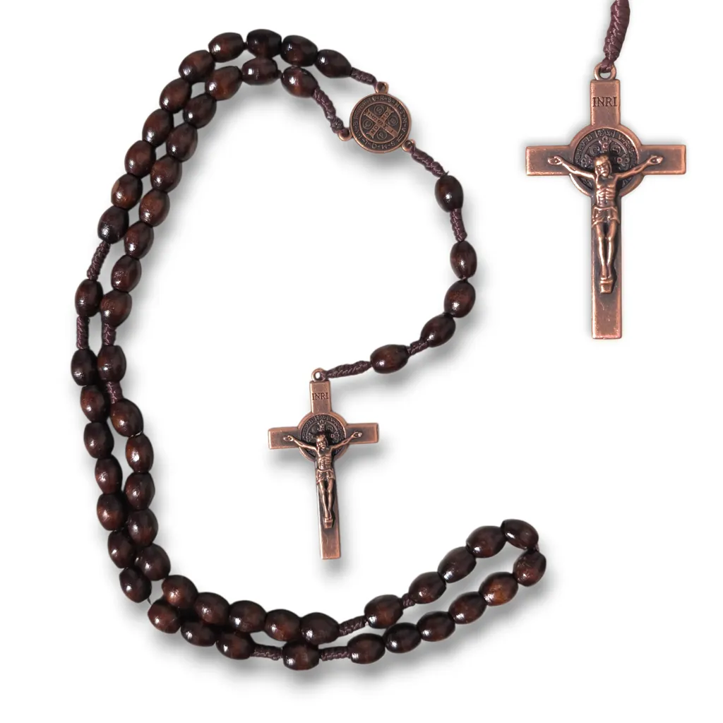 Rosario de Madera Jesus y San Benito 