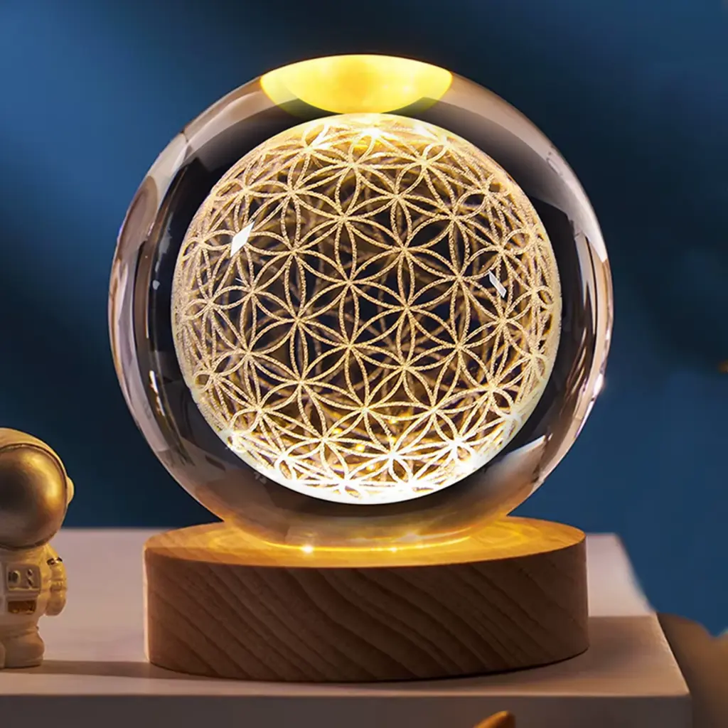 Lampara Esfera de Vidrio - Flor de la vida (8cm) 