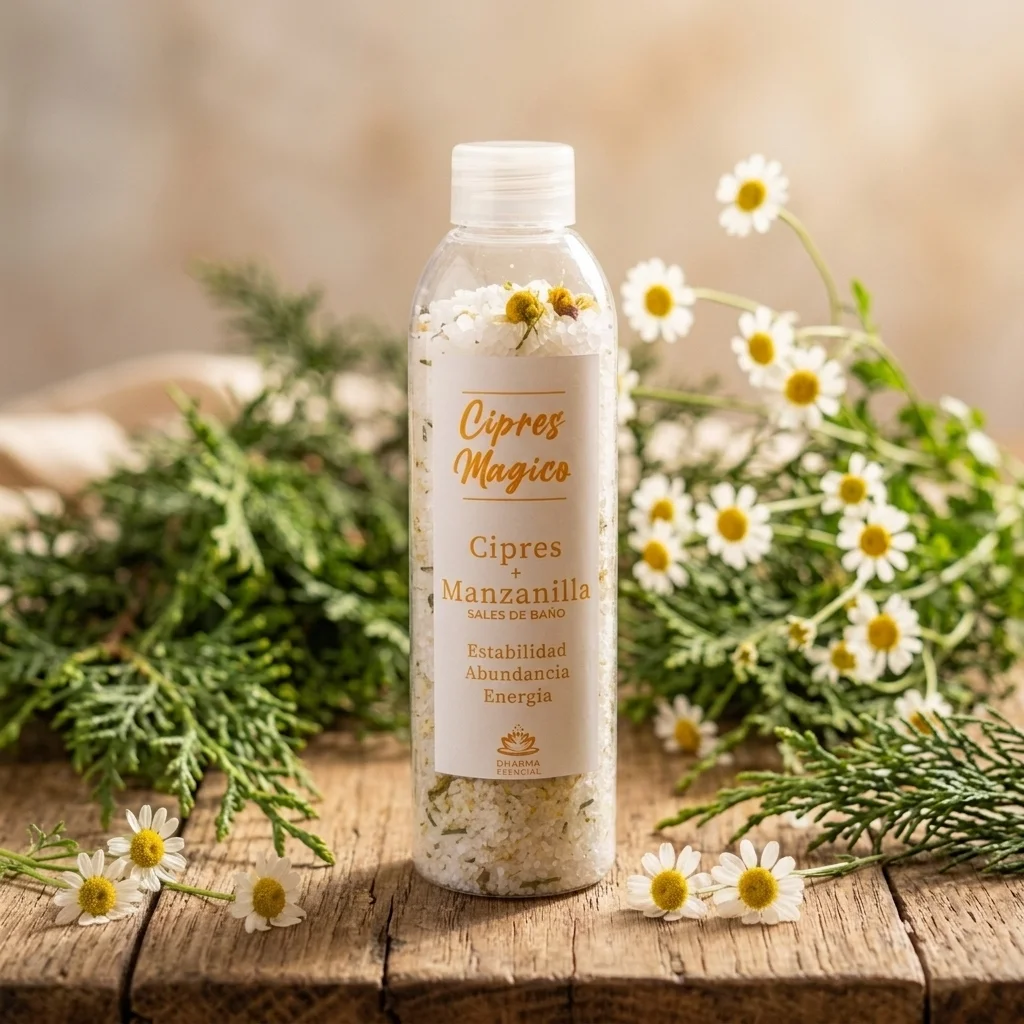 Envase 200ml - Sales de Baño Cipres & Manzanilla (250g)
