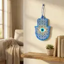 Colgante - Mano Fátima Cerámica con Relieve (18x13cm)